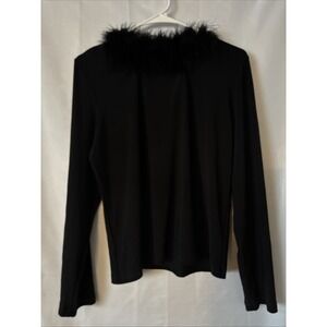 Western Connection Shirt Womens L Black Feather‎ Boa Vintage Whimsi Witchy Goth